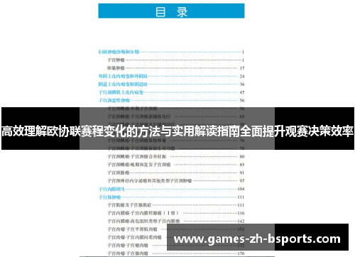 高效理解欧协联赛程变化的方法与实用解读指南全面提升观赛决策效率